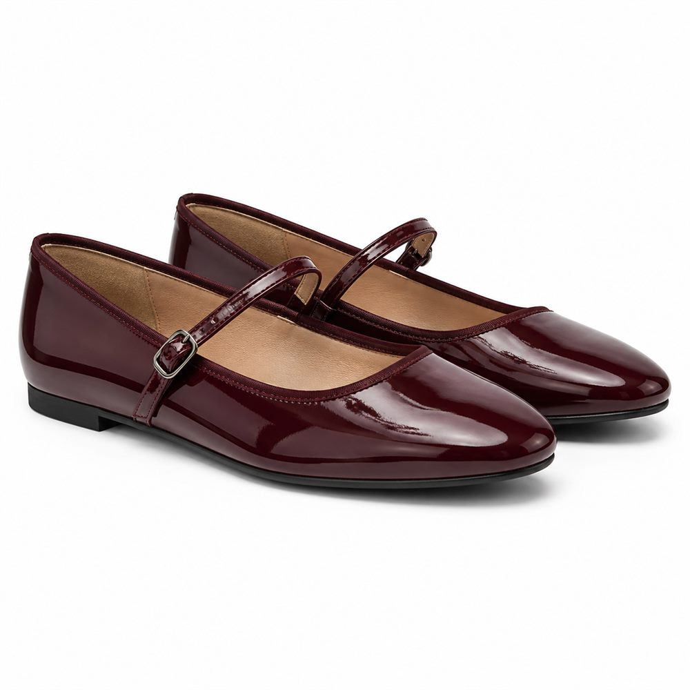 Amarena - Mary-jane vernice bordeaux tacco piatto