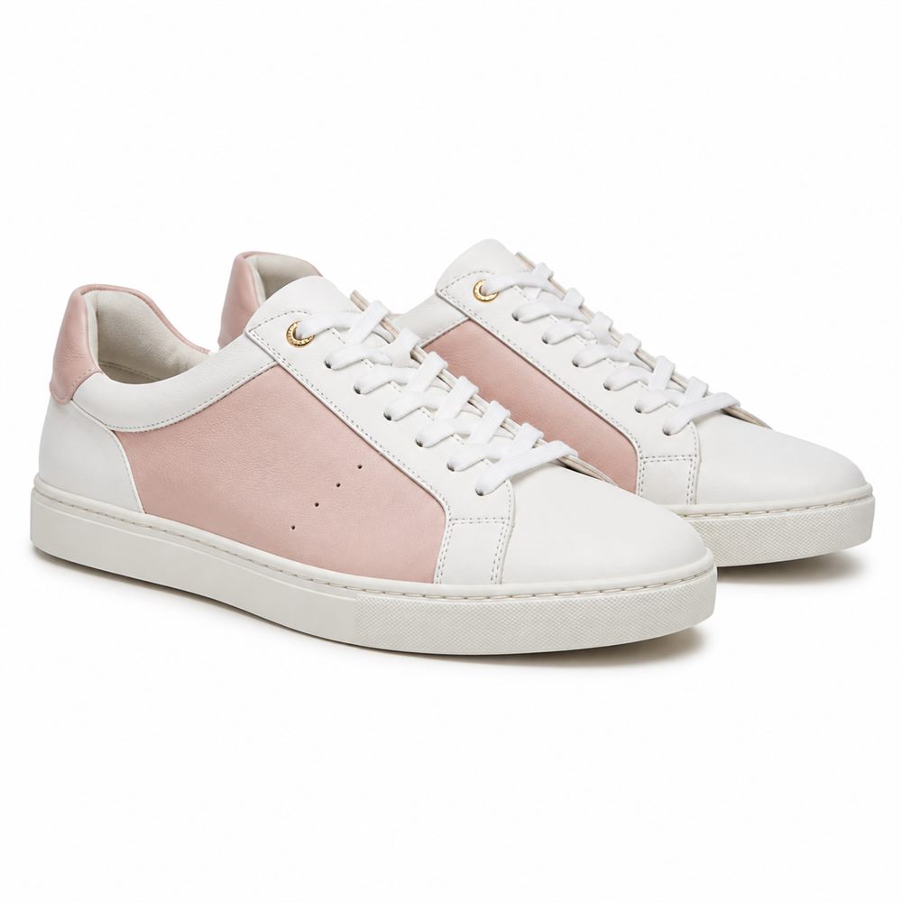 Camelia - Sneaker bassa bianca con inserto rosa cipria