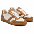 Castagna - Sneaker bassa bicolor bianco e cuoio