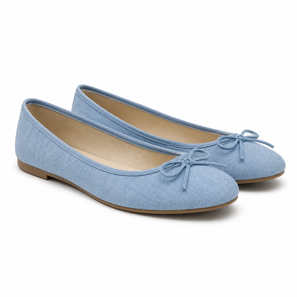 Celestina - Ballerina piatta azzurra con fiocchetto