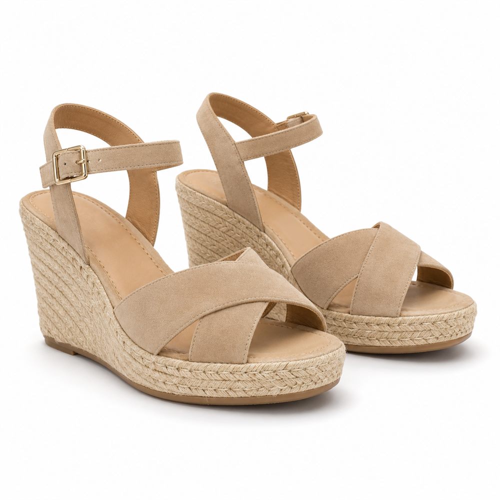 Ginestra - Sandalo espadrillas zeppa juta beige