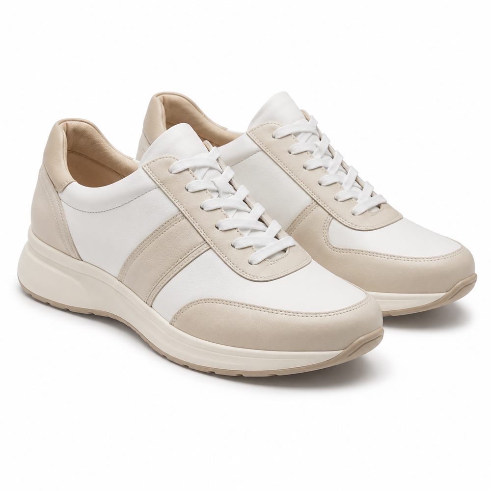 Marea - Sneaker bassa bianca e sabbia minimal