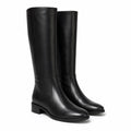 Nerina - Stivale alto pelle nera tacco basso