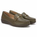 Oliveta - Mocassino verde oliva con morsetto oro