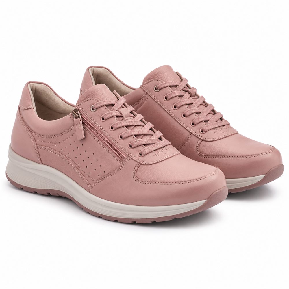 Rosata - Sneaker rosa con zip laterale e suola bianca