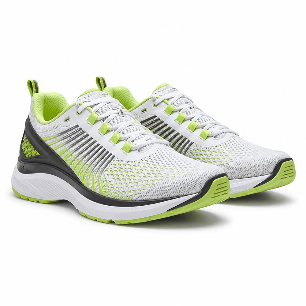 Scatto - Sneaker running bianca con dettagli lime