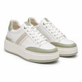 Smeralda - Sneaker platform bianca con accenti verde salvia
